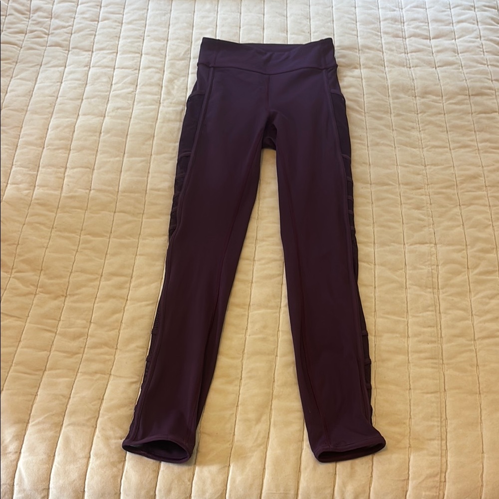 Lululemon Athletica Purple Leggings with Mesh Sides